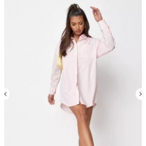 COPY - MISSGUIDED Pink Poplin Oversized Shirt Dress NWT